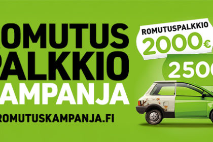 Henkilöautojen romutuspalkkio on nyt avattu!