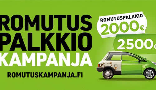 Henkilöautojen romutuspalkkio on nyt avattu!